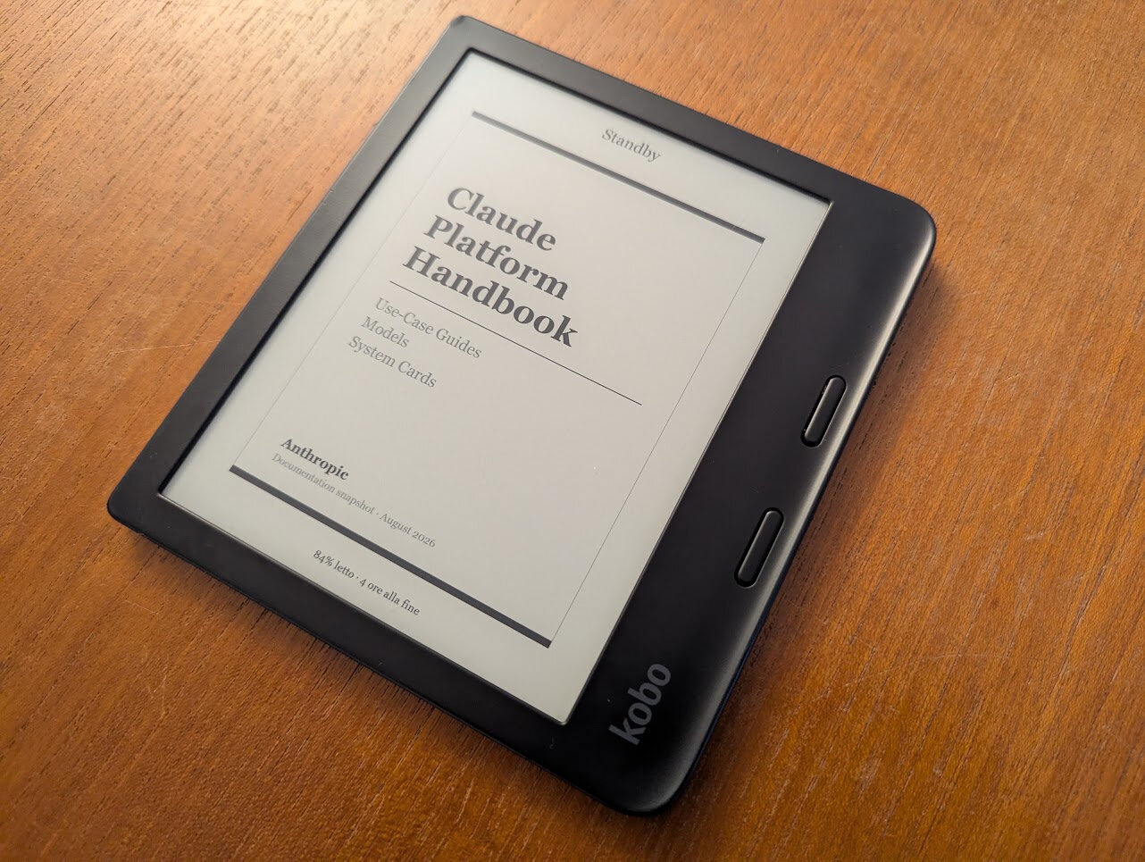 The Claude Platform Handbook on a Kobo Libra 2