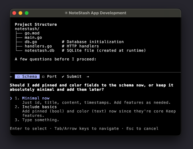 Planning mode prompt